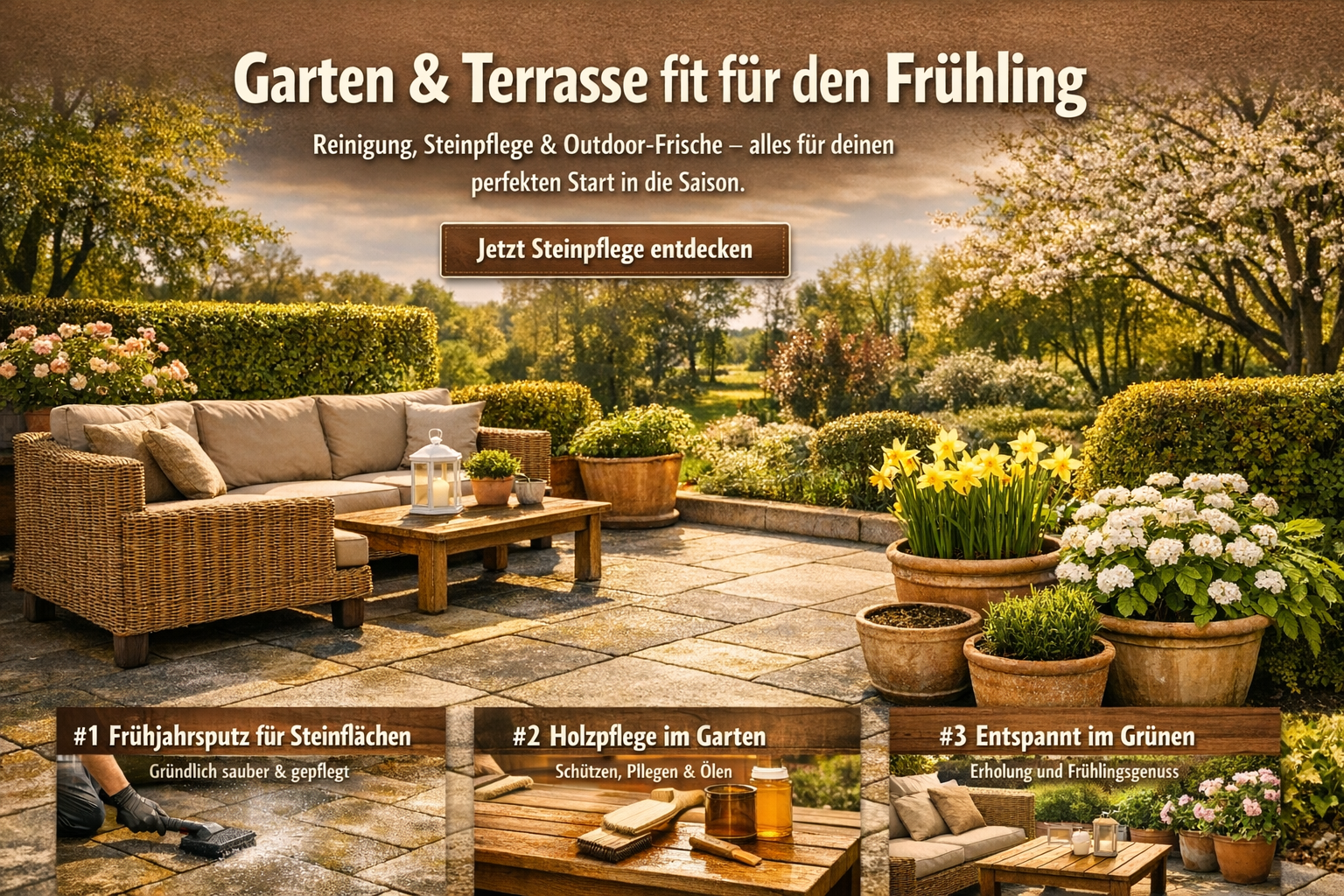 Terrasse vorbereiten: Die besten Tipps gegen Schmutz, Moos & Witterung
